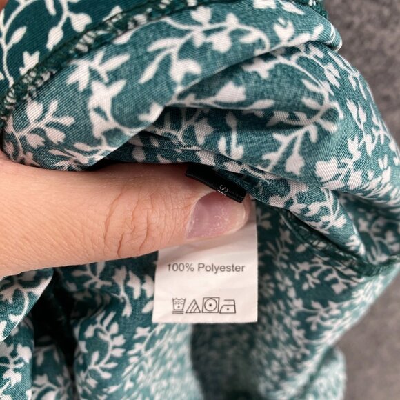 SheIn Dress Women S Small Green Floral Sheath Midi V-Neck Short Sleeve Casual - Picture 6 of 6